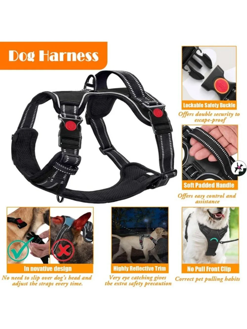 No Pull Dog Harness, Collar & Leash Set with Travel Accessories for Easy Walks
